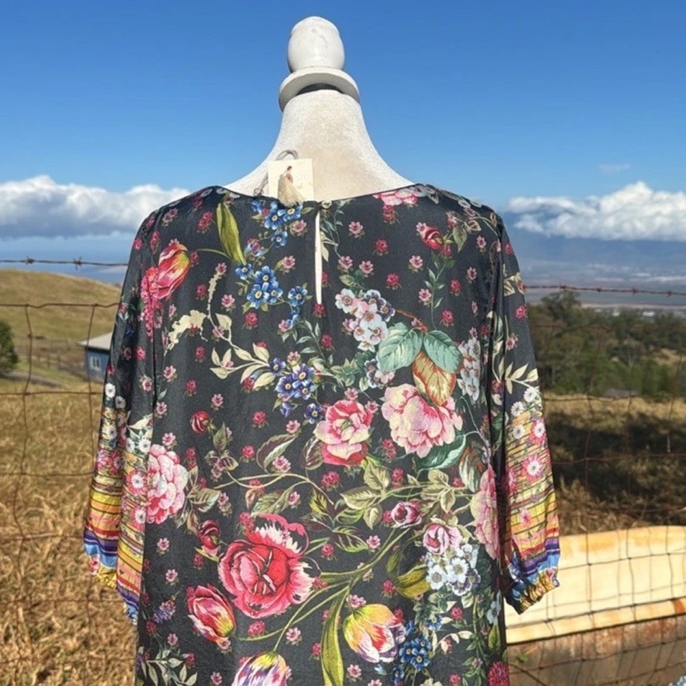 NWT Johnny Was Naomi Wren Printed Silk Dress Boho Chic Floral Romantic - Picture 6 of 8